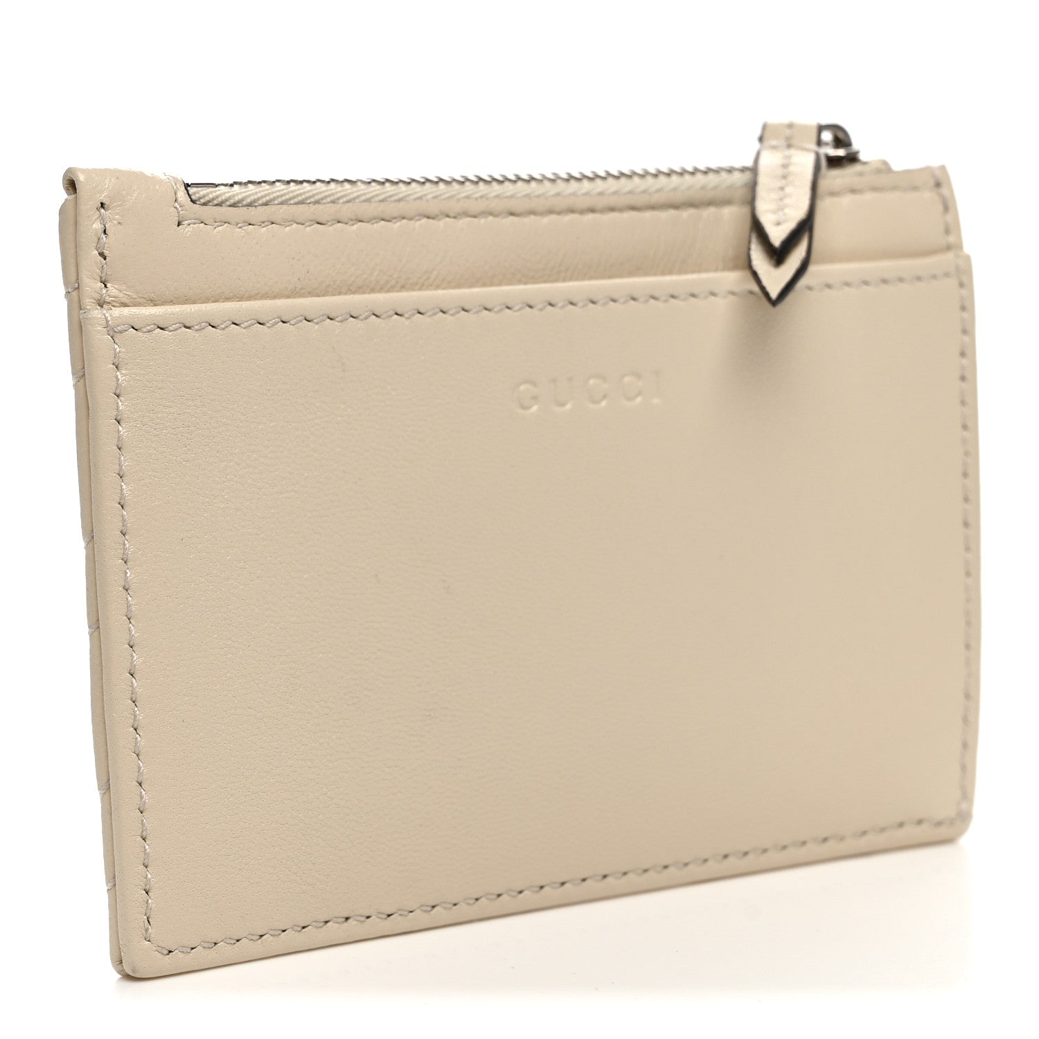 Gucci Lambskin Matelasse Monochrome GG Marmont Zip Key Pouch New Ivoire 3 of 7