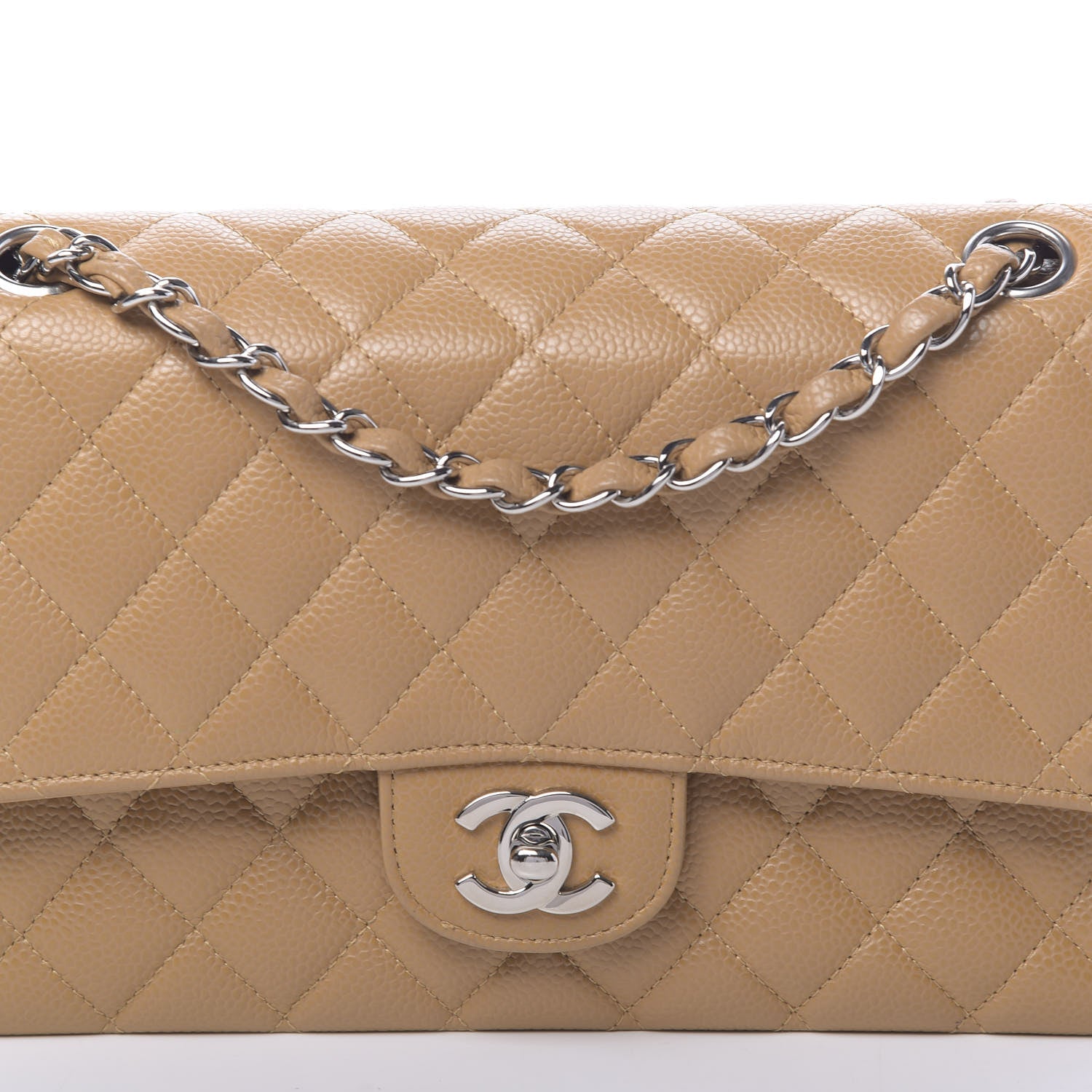 Chanel Caviar Quilted Medium Double Flap Beige 11 of 11