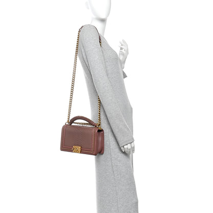 Chanel Snakeskin Calfskin Medium Chain Around Top Handle Boy Flap Mauve 2 of 11