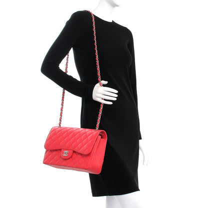 Chanel Caviar Quilted Jumbo Double Flap Light Red 2 of 9