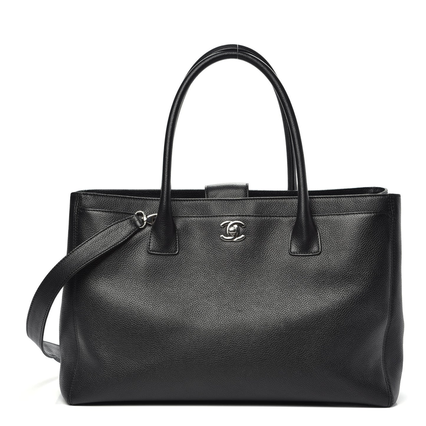 Calfskin Cerf Executive Shopper Tote Black