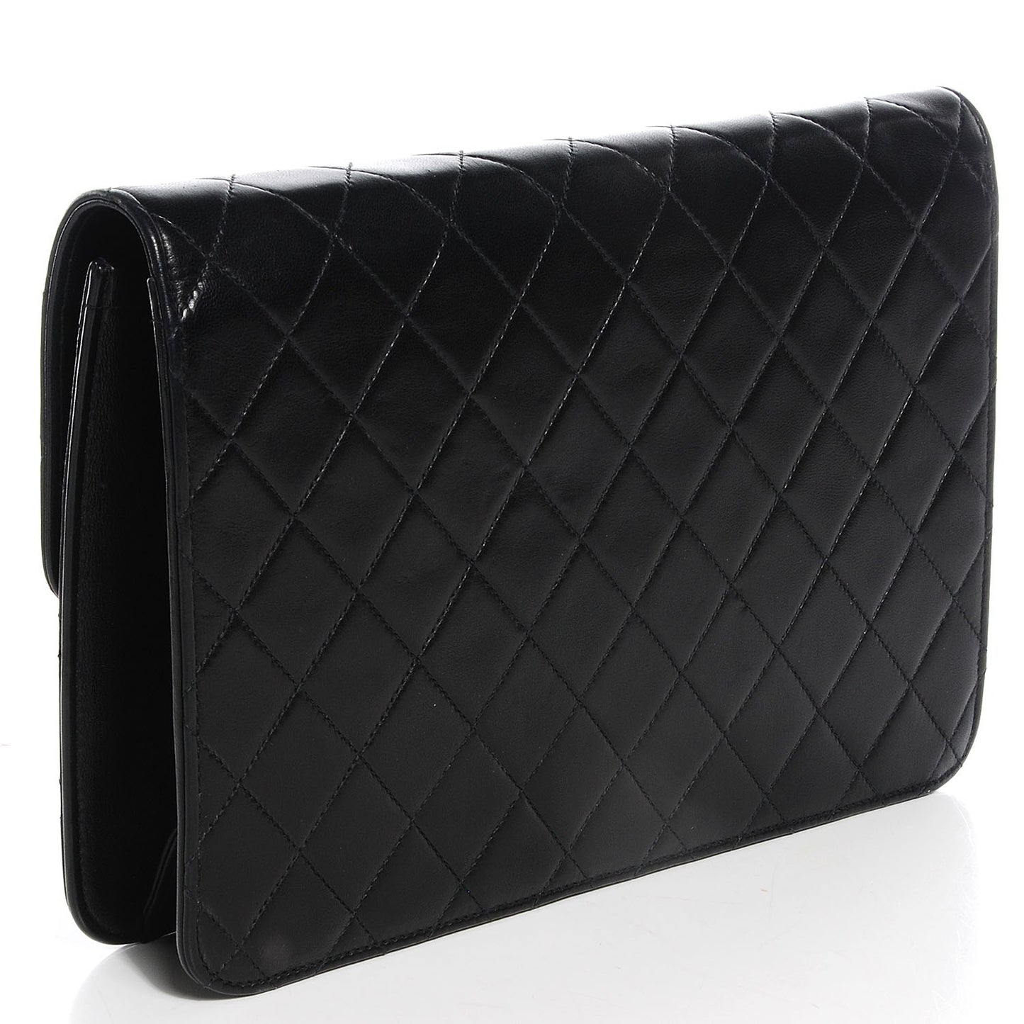 Lambskin Quilted Medium Single Flap Black