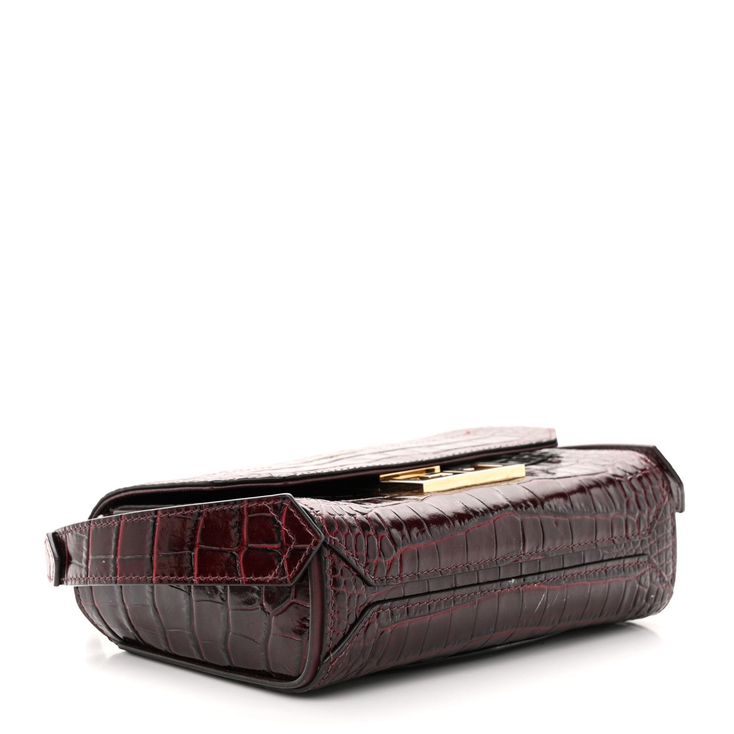 Givenchy Calfskin Crocodile Embossed Eden Mini Top Handle Burgundy 4 of 12