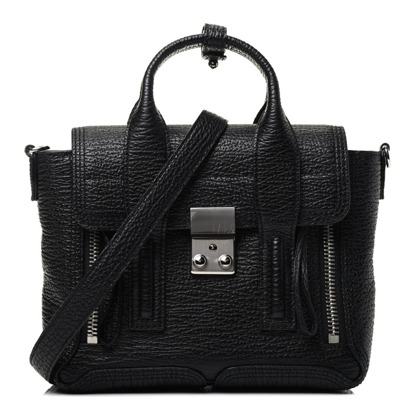 Textured Calfskin Mini Pashli Satchel Black