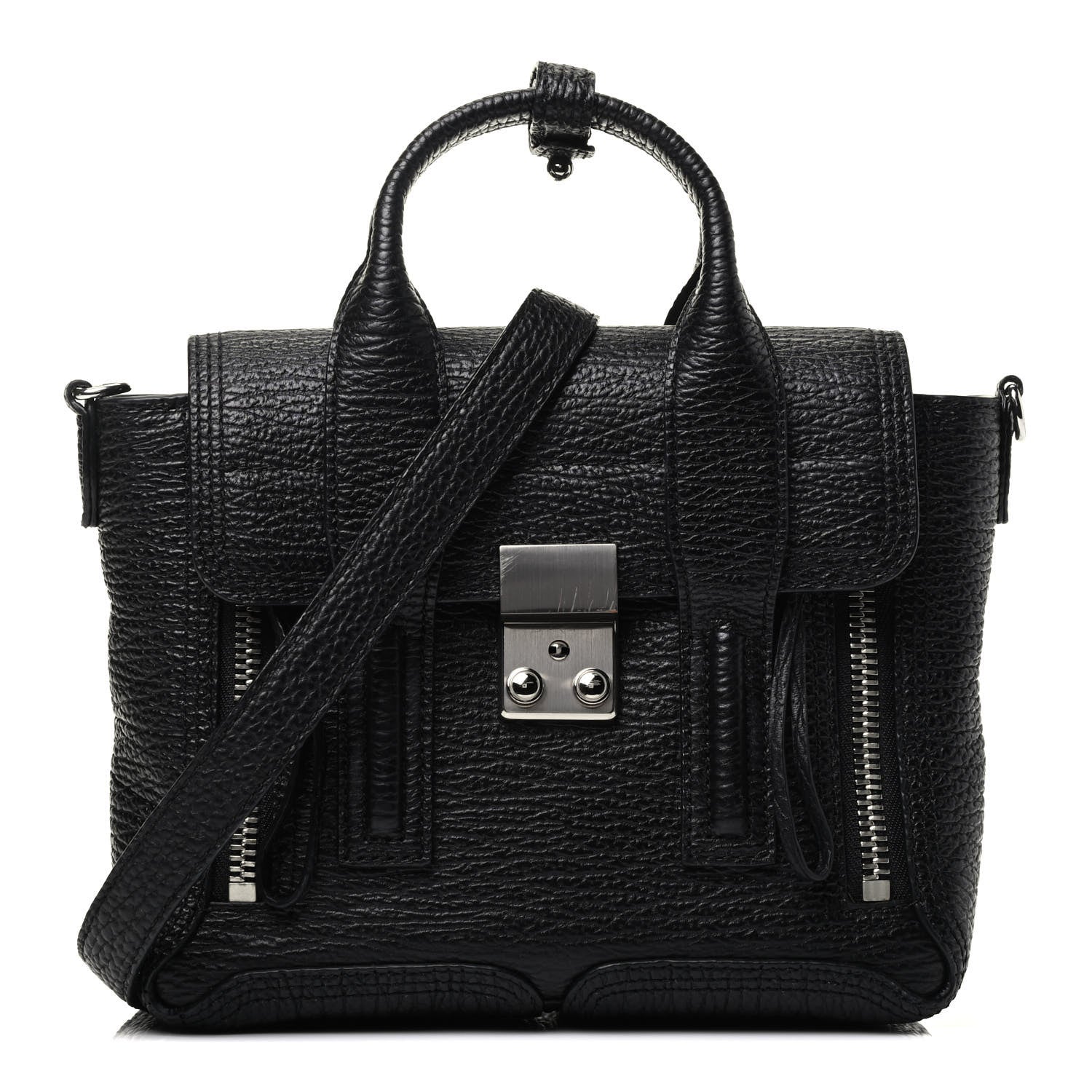 3.1 Phillip Lim Textured Calfskin Mini Pashli Satchel Black 1 of 8