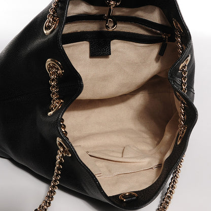 Gucci Pebbled Calfskin Medium Soho Chain Shoulder Bag Black 5 of 7