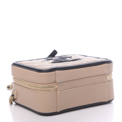 Chanel Caviar Quilted Small CC Filigree Vanity Case Beige Black 4 of 10