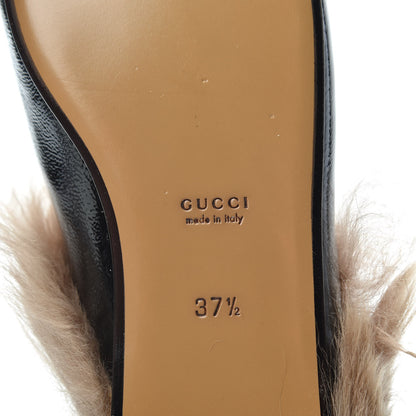 Gucci Patent Fur Womens Princetown Slippers 37.5 Black 7 of 7