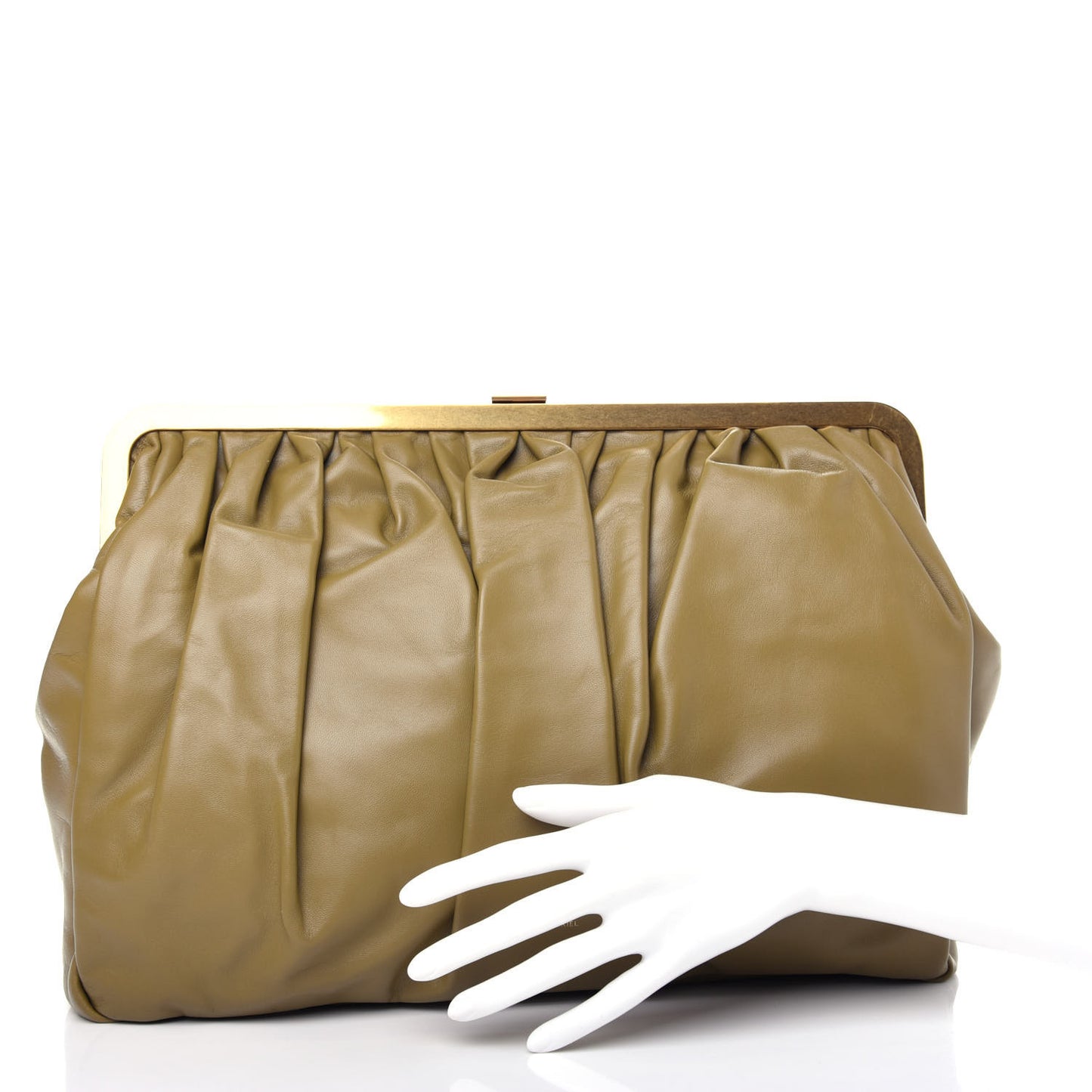 Lambskin Wave Frame Clutch Safari