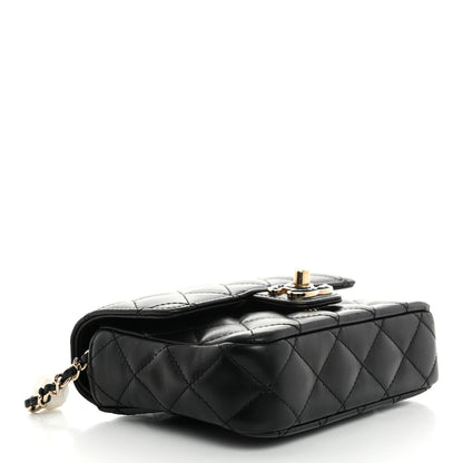 Chanel Lambskin Resin Quilted Mini Heart Square Flap Black 4 of 10