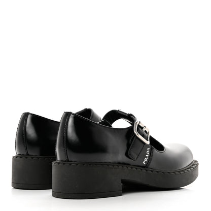 Prada Spazzolato Mary Jane T Strap 40mm Loafers 38 Black 4 of 10
