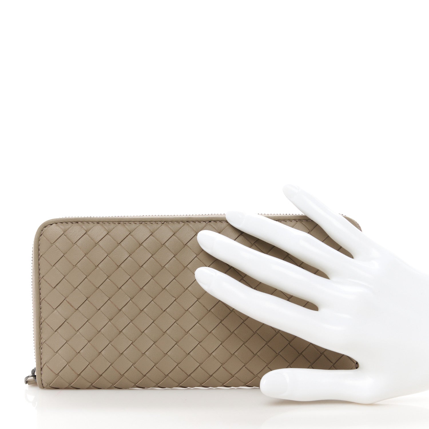 Bottega Veneta Nappa Intrecciato Zip Around Wallet Fume 2 of 9