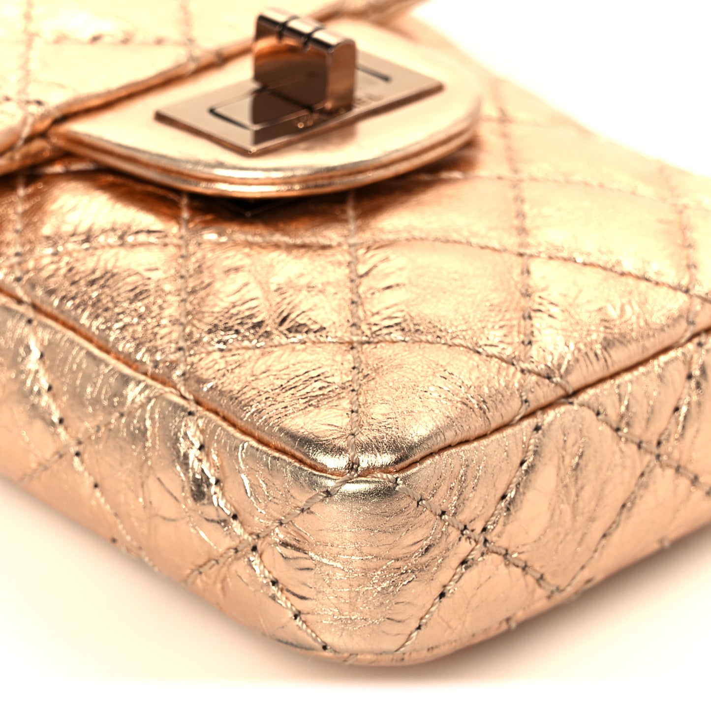 Metallic Aged Calfskin Quilted 2.55 Reissue Phone Case Rose Gold