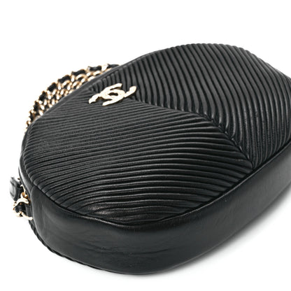 Chanel Lambskin Chevron Quilted Small Pleated Crush Camera Case Black 9 of 10