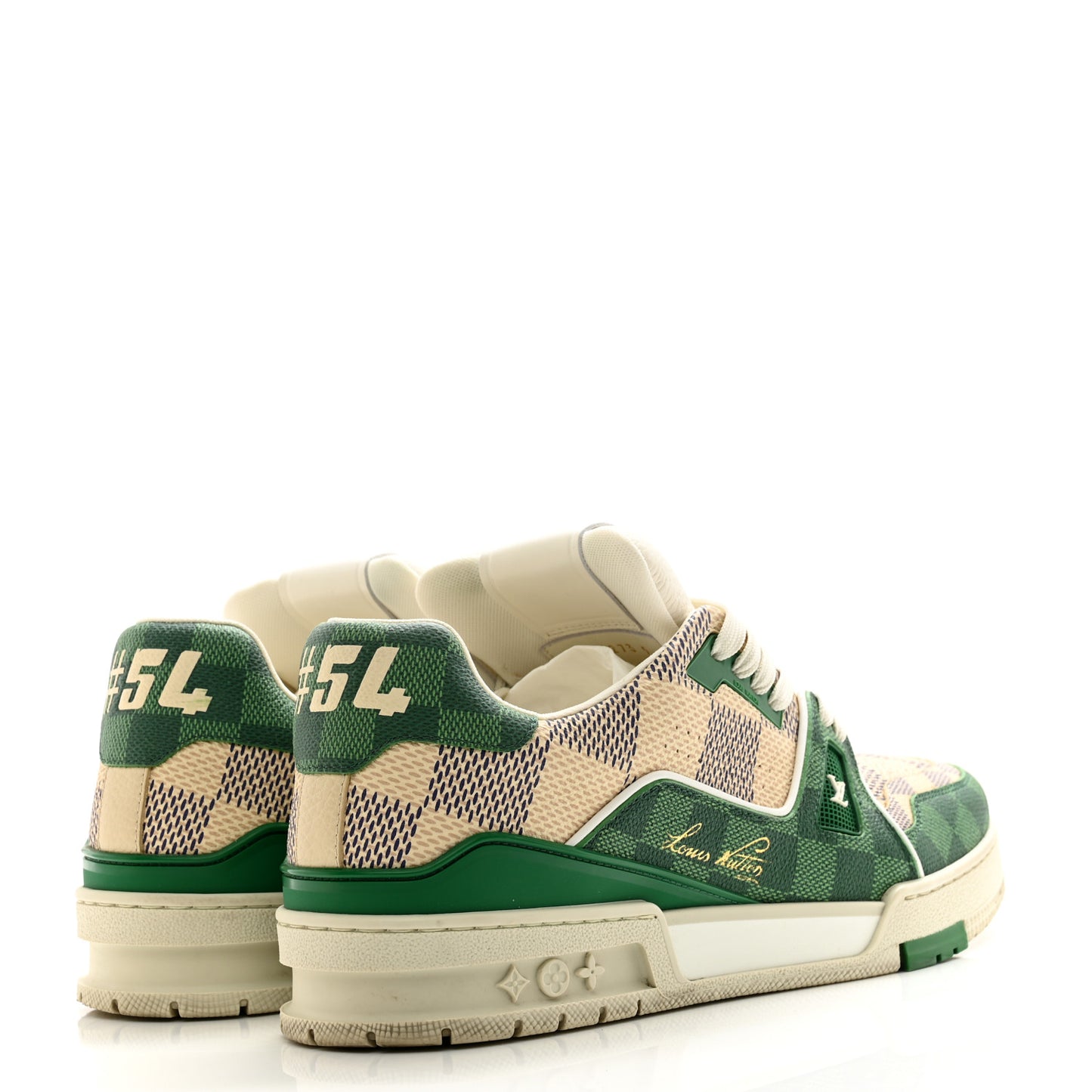 Damier Grained Calfskin Monogram Mens LV Trainer Sneakers 9 Green