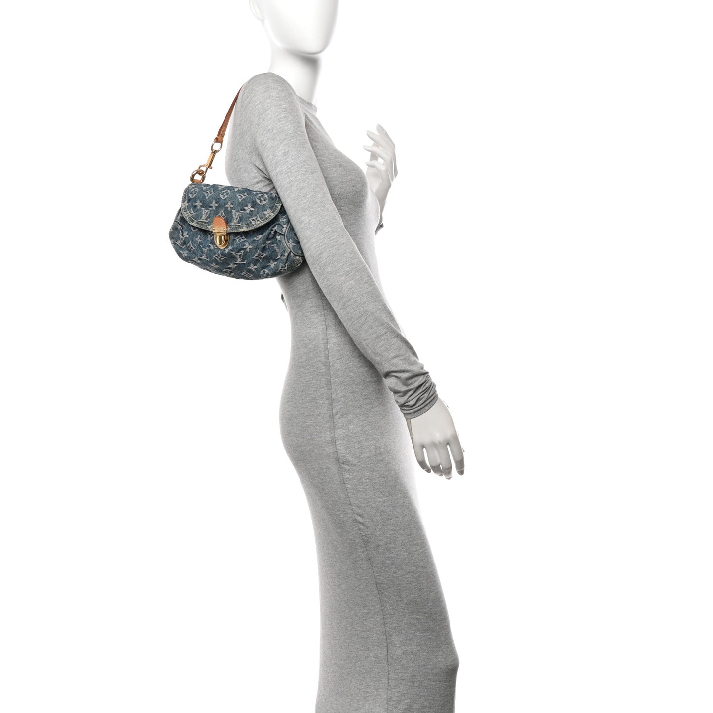 Monogram Denim Mini Pleaty Blue