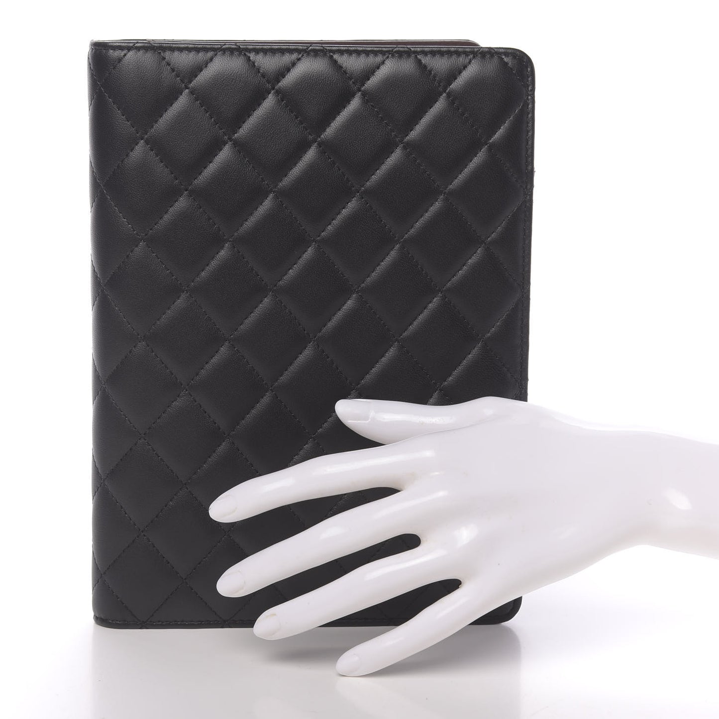Lambskin Quilted Large Agenda Cover Black