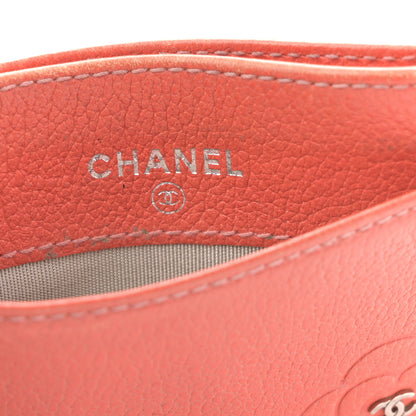 Chanel Goatskin Embossed Camellia Card Holder Coral 6 of 10