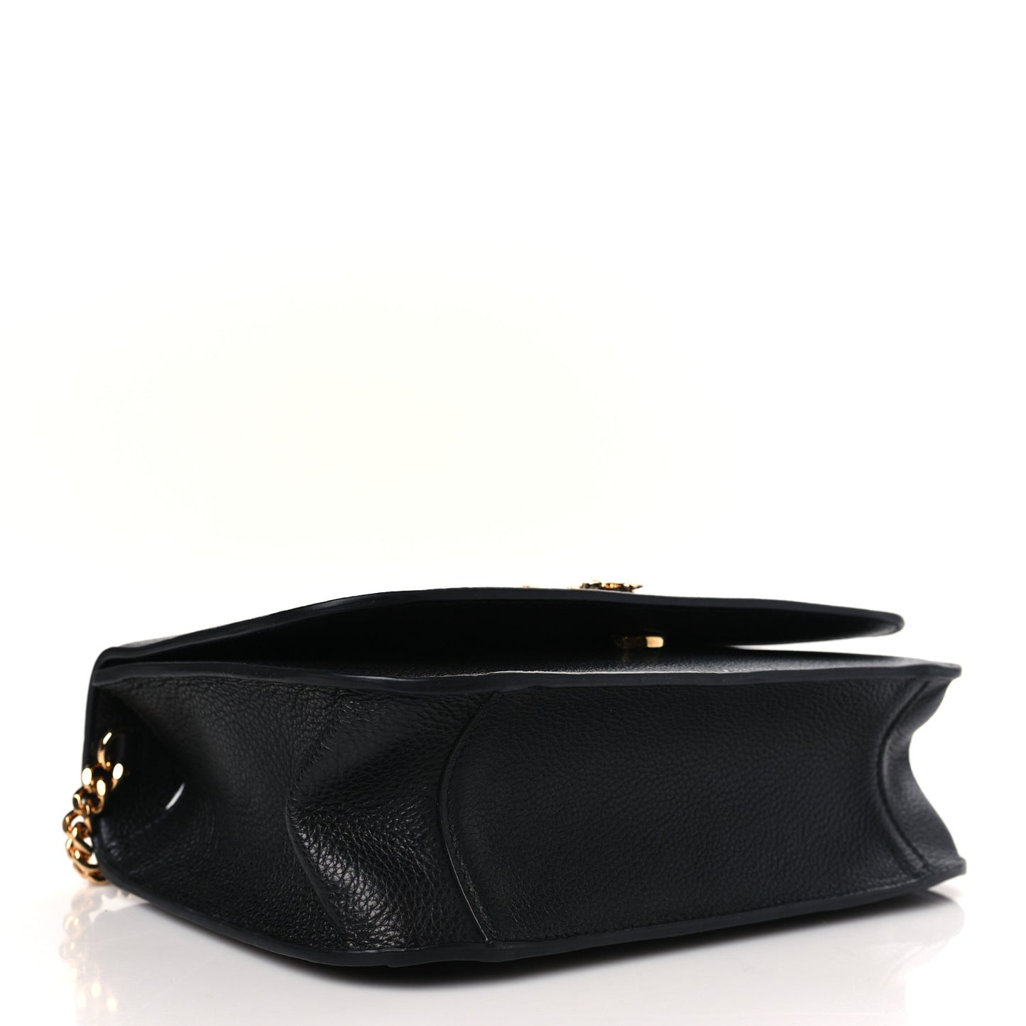 Grainy Calfskin Virtus Chain Crossbody Black