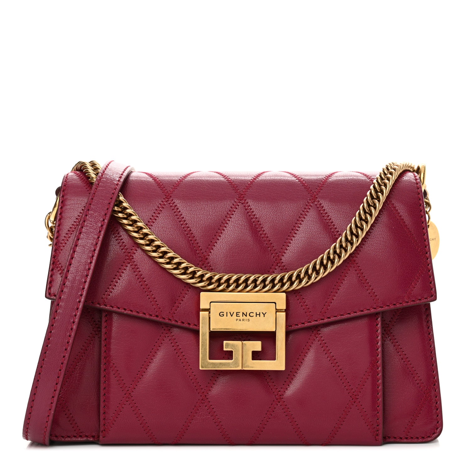 Givenchy Goatskin Quilted Small GV3 Shoulder Bag Aubergine 1 of 10