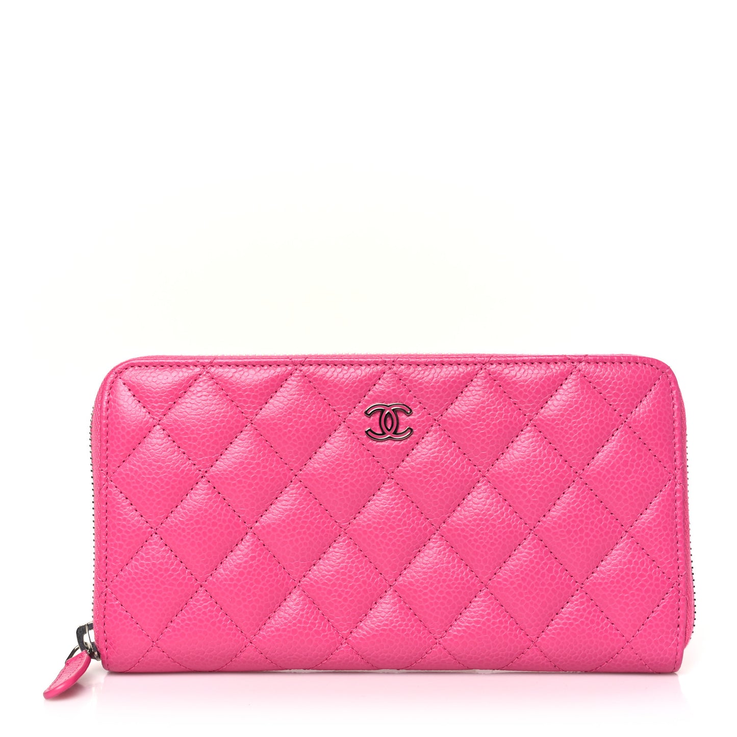 Caviar Quilted Large Gusset Zip Around Wallet Pink