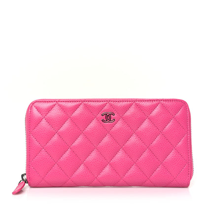 Chanel Caviar Quilted Large Gusset Zip Around Wallet Pink 1 of 9