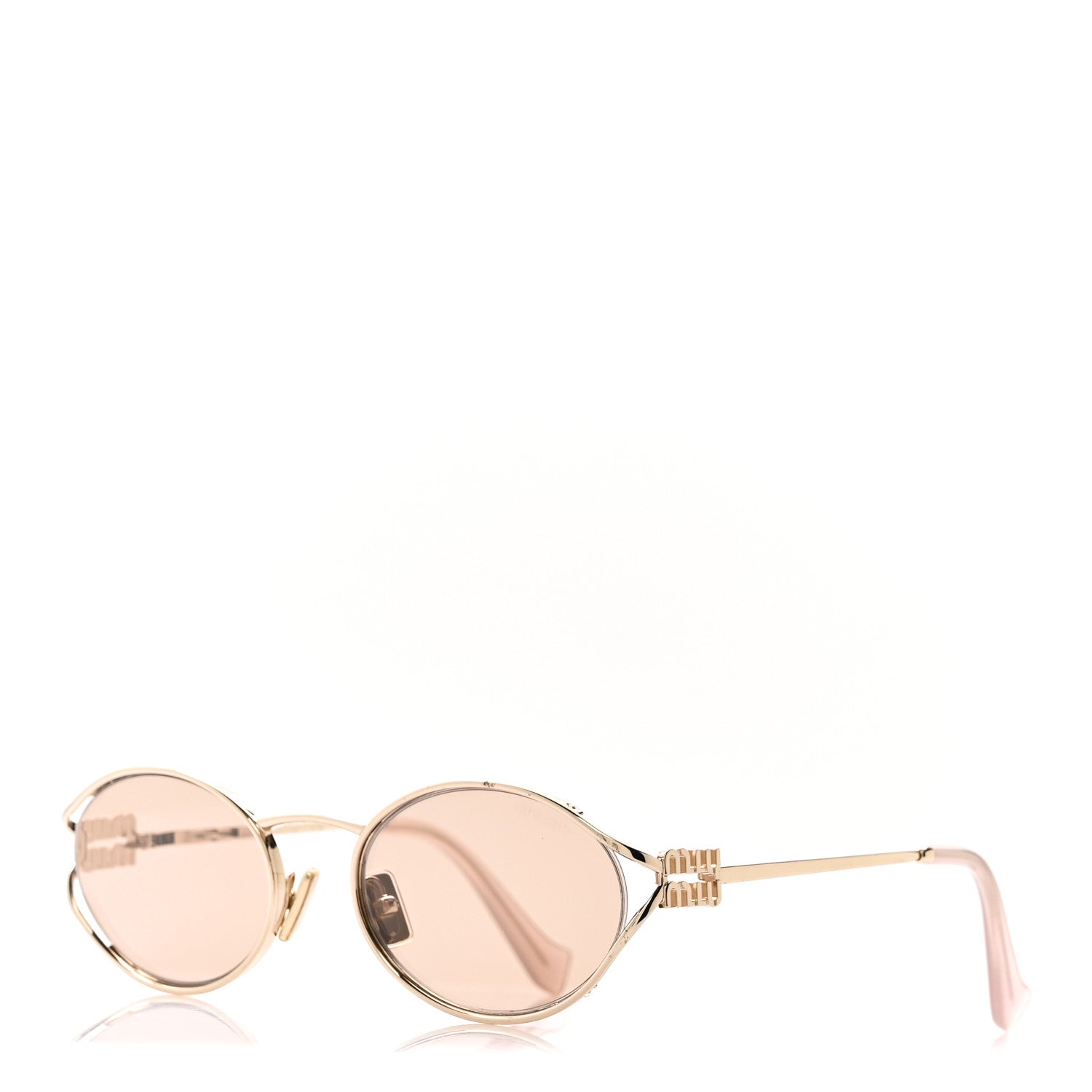 Miu Miu Metal Oval Sunglasses SMU52Y Gold 1 of 6