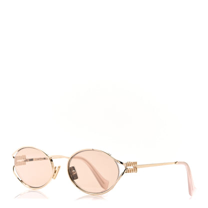 Miu Miu Metal Oval Sunglasses SMU52Y Gold 1 of 6