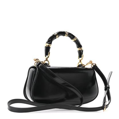 Gucci Shiny Polished Calfskin Medium Bamboo Diva Black 4 of 11