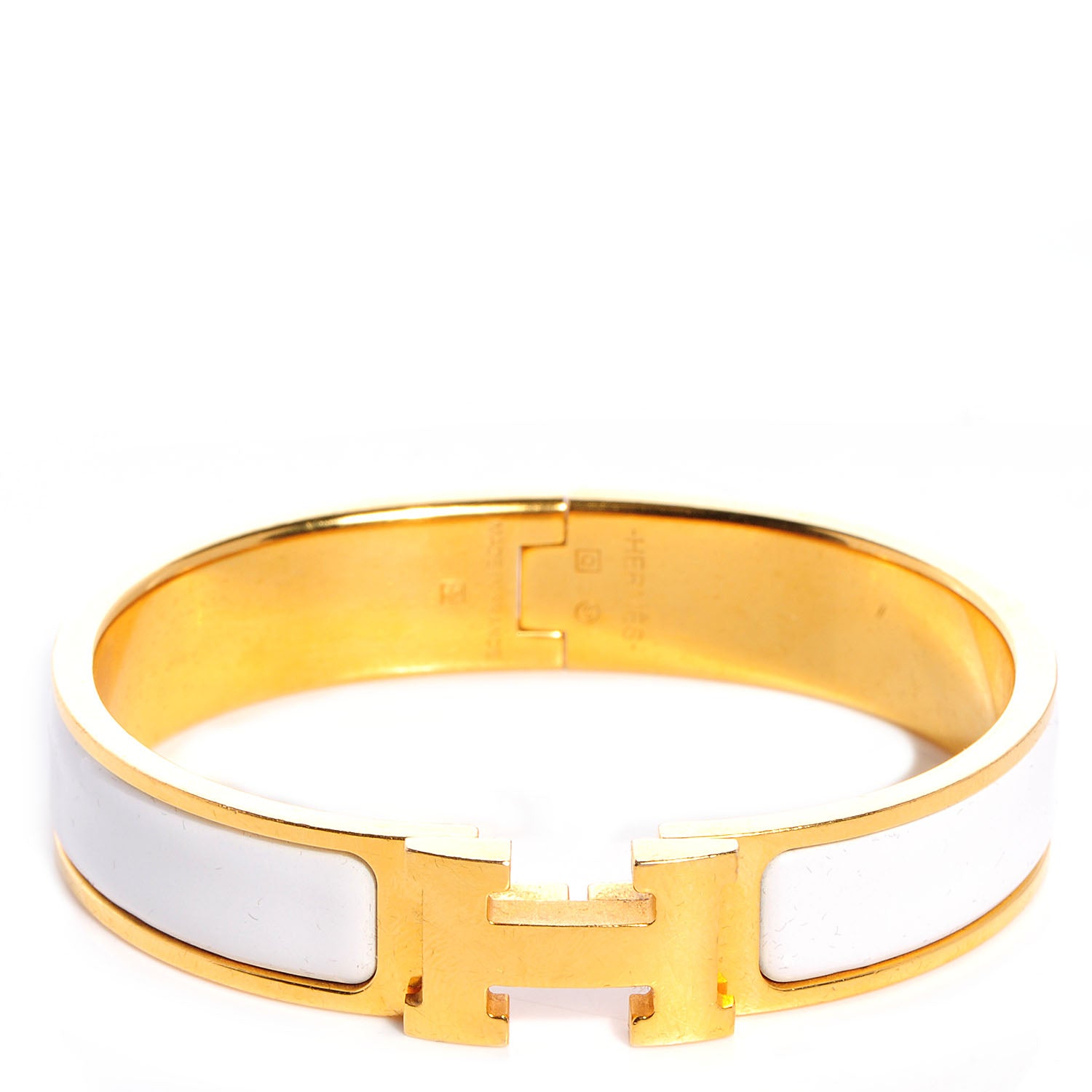 Hermes Enamel Narrow Clic Clac H Bracelet PM White 1 of 5
