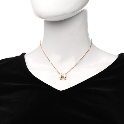 Hermes Lacquered Rose Gold Pop H Pendant Necklace White 2 of 6