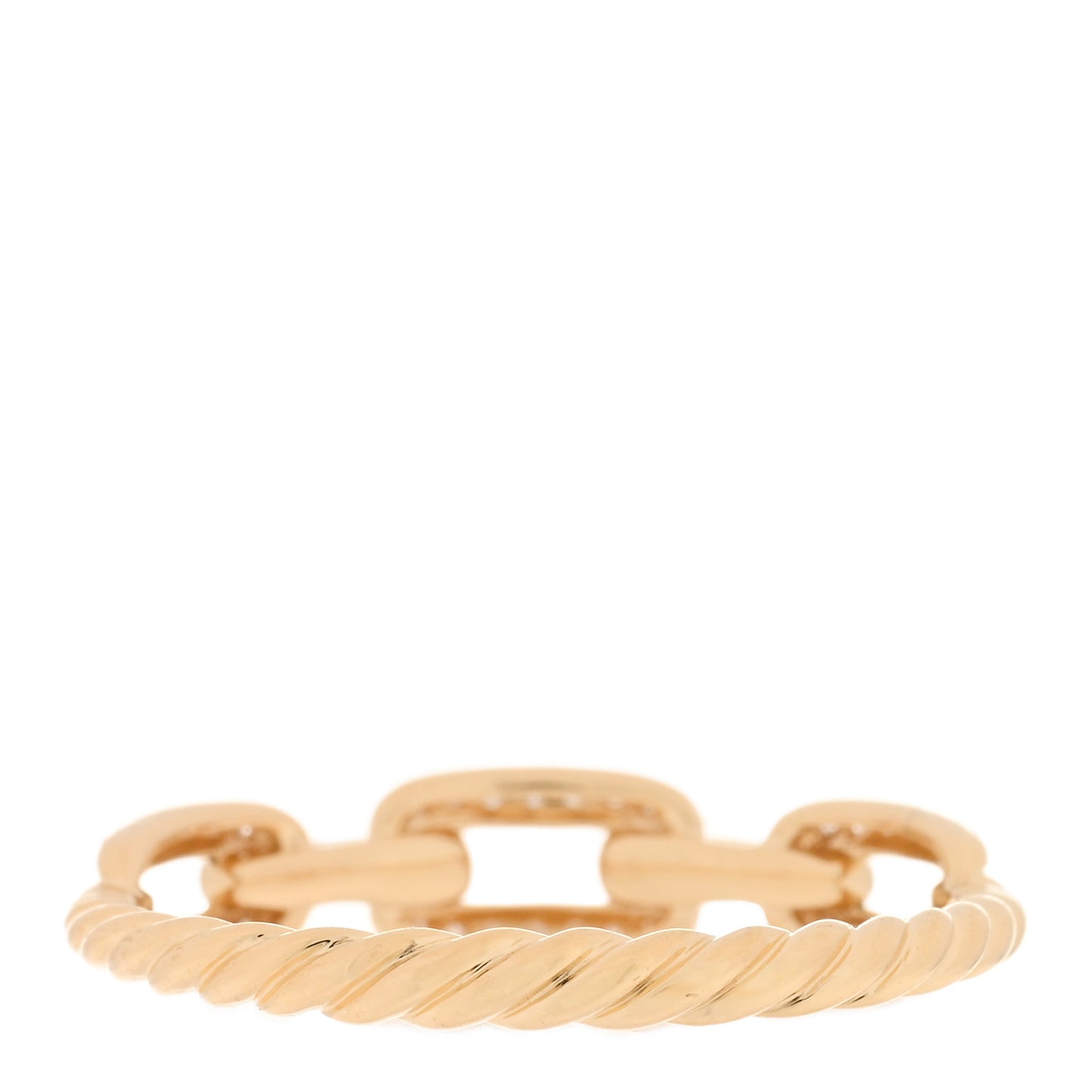 18K Yellow Gold Diamond 4.5mm Stax Single Row Chain Link Ring 59 8.75