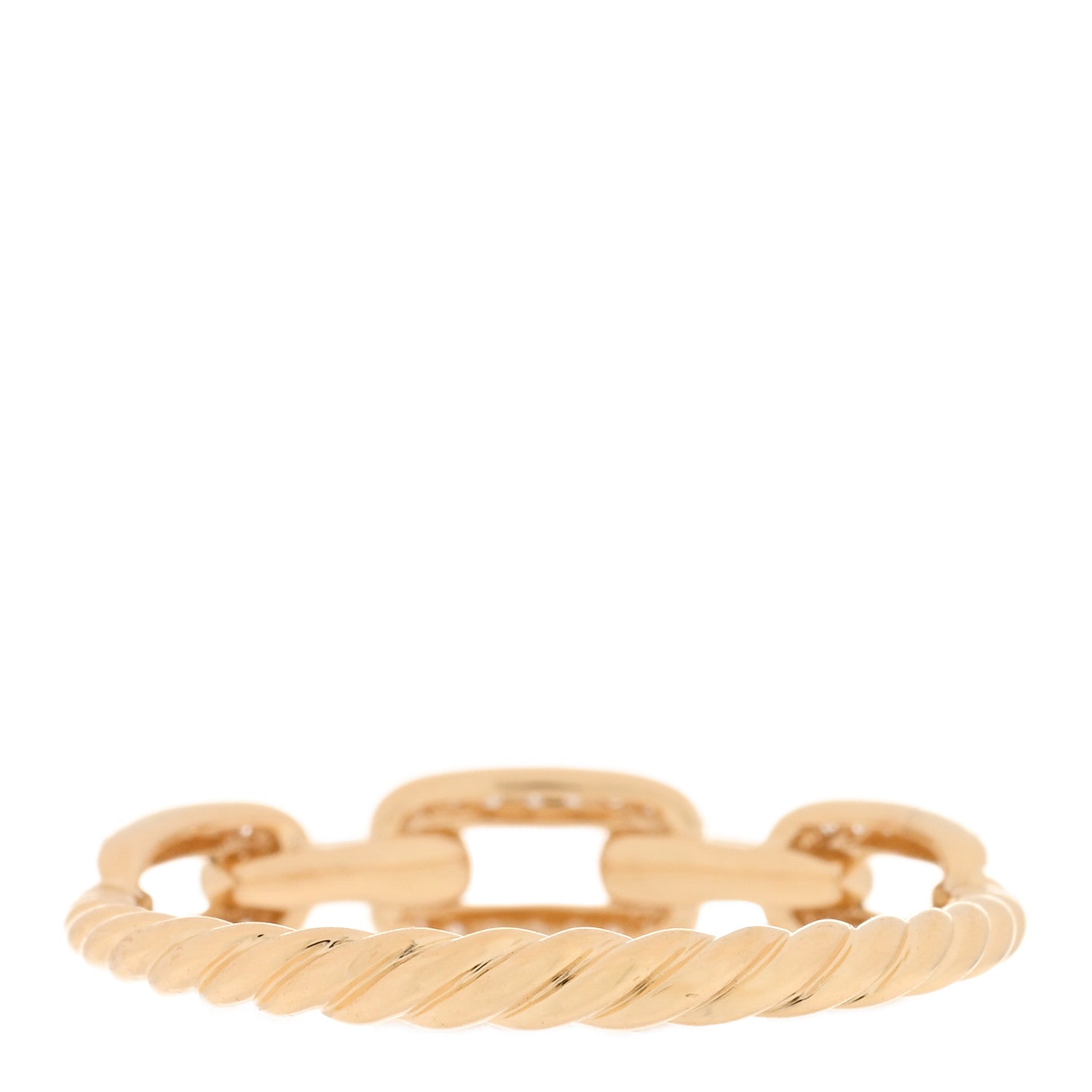 David Yurman 18K Yellow Gold Diamond 4.5mm Stax Single Row Chain Link Ring 59 8.75 3 of 4