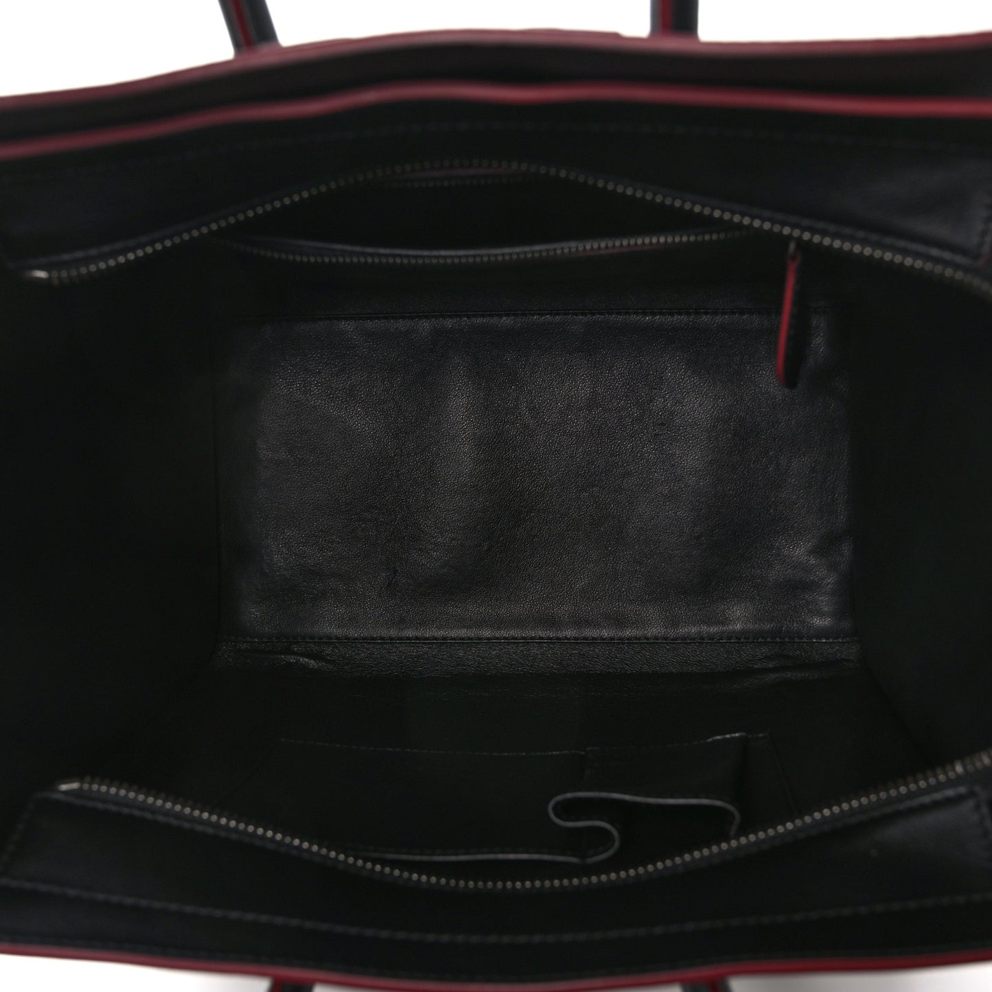 Smooth Calfskin Mini Luggage Black Pink Trim