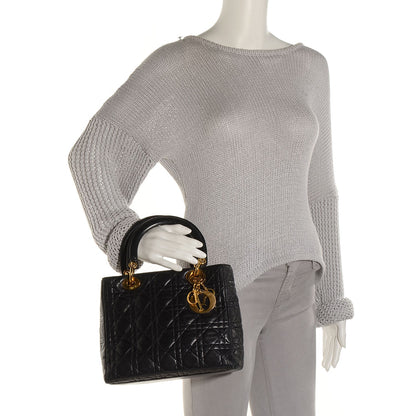 Christian Dior Lambskin Cannage Medium Lady Dior Black 2 of 11