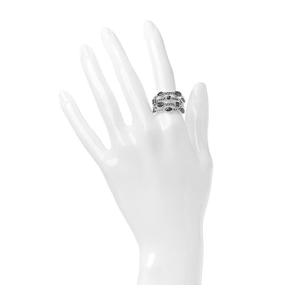 David Yurman Sterling Silver Black Diamond Confetti 4 Row Ring 58 8.25 2 of 5