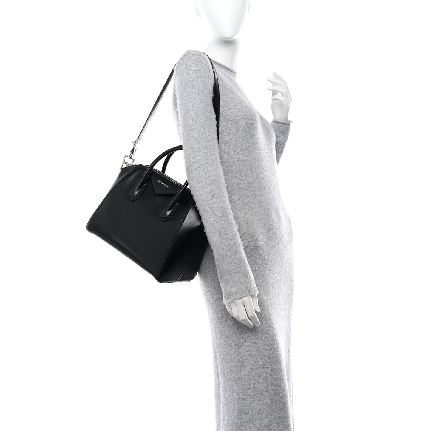 Shiny Lord Calfskin Small Antigona Black
