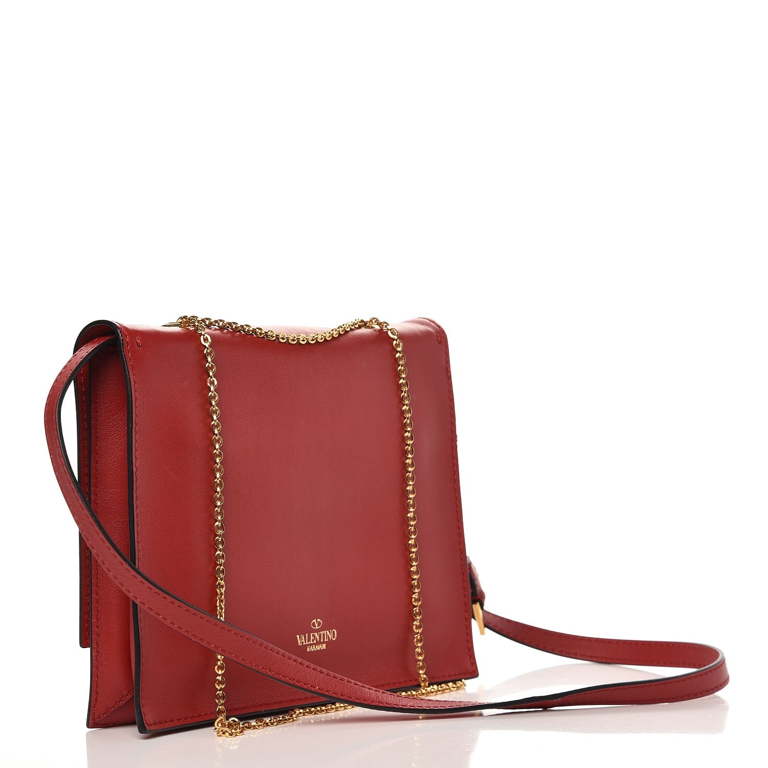 Valentino Garavani Vitello Shoulder Flap Bag Red 3 of 10