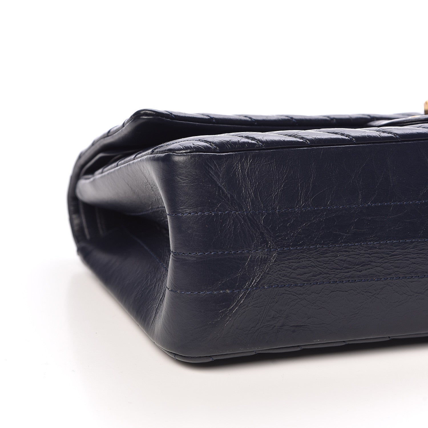 Chanel Aged Calfskin Chevron Quilted 2.55 Reissue 226 Flap Navy Blue 8 of 11