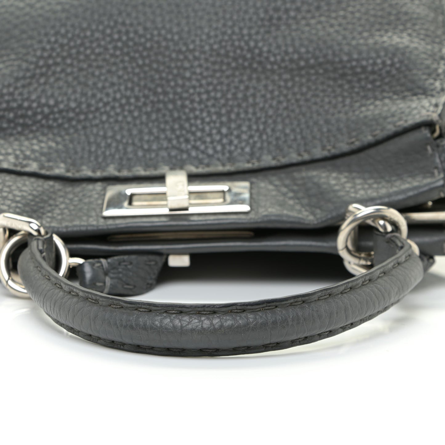 Cuoio Romano Selleria Bi-Color Medium Peekaboo Iconic Satchel Asfalto Latte