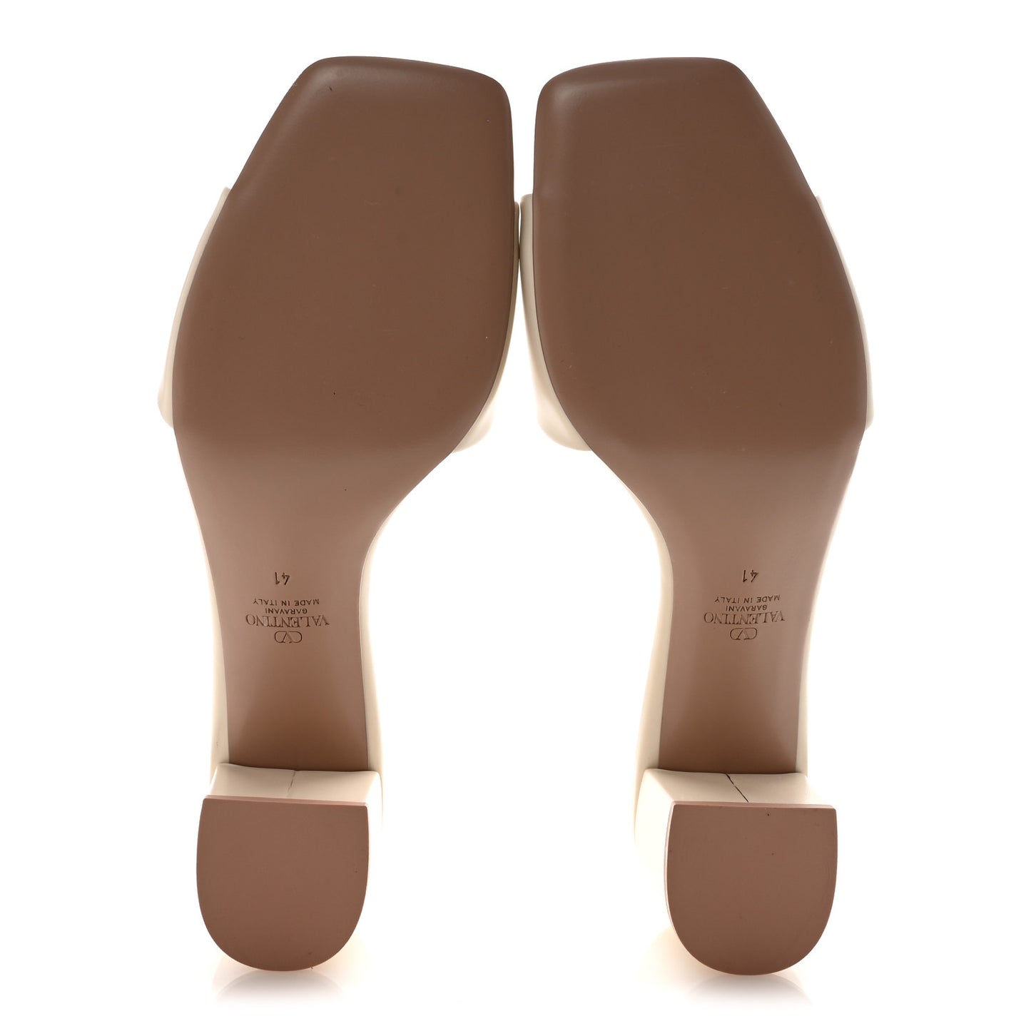 Calfskin Vlogo Cut Out 60mm Slide Sandals 41 Light Ivory
