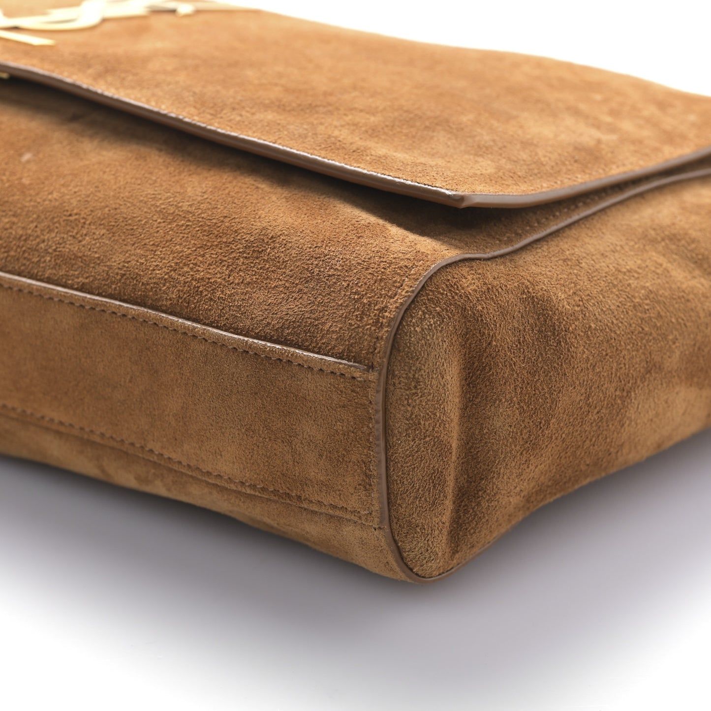 Smooth Calfskin Suede Medium Reversible Monogram Kate Satchel Light Ochre