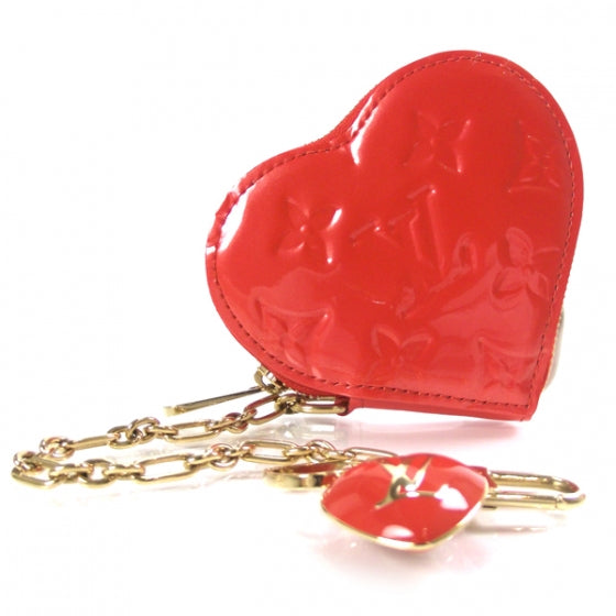 Louis Vuitton Vernis Heart Coin Purse Orange Sunset 1 of 7