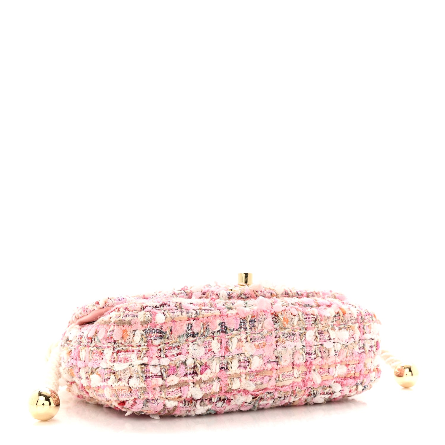 Chanel Tweed Mini Pearl Handle Flap Pink Beige Orange Ecru 4 of 12