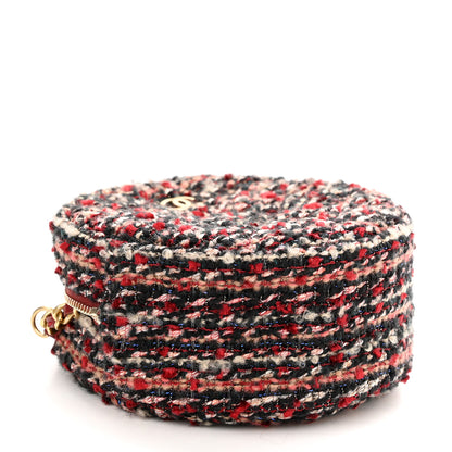 Chanel Tweed Quilted Round Clutch With Chain Red 4 of 11
