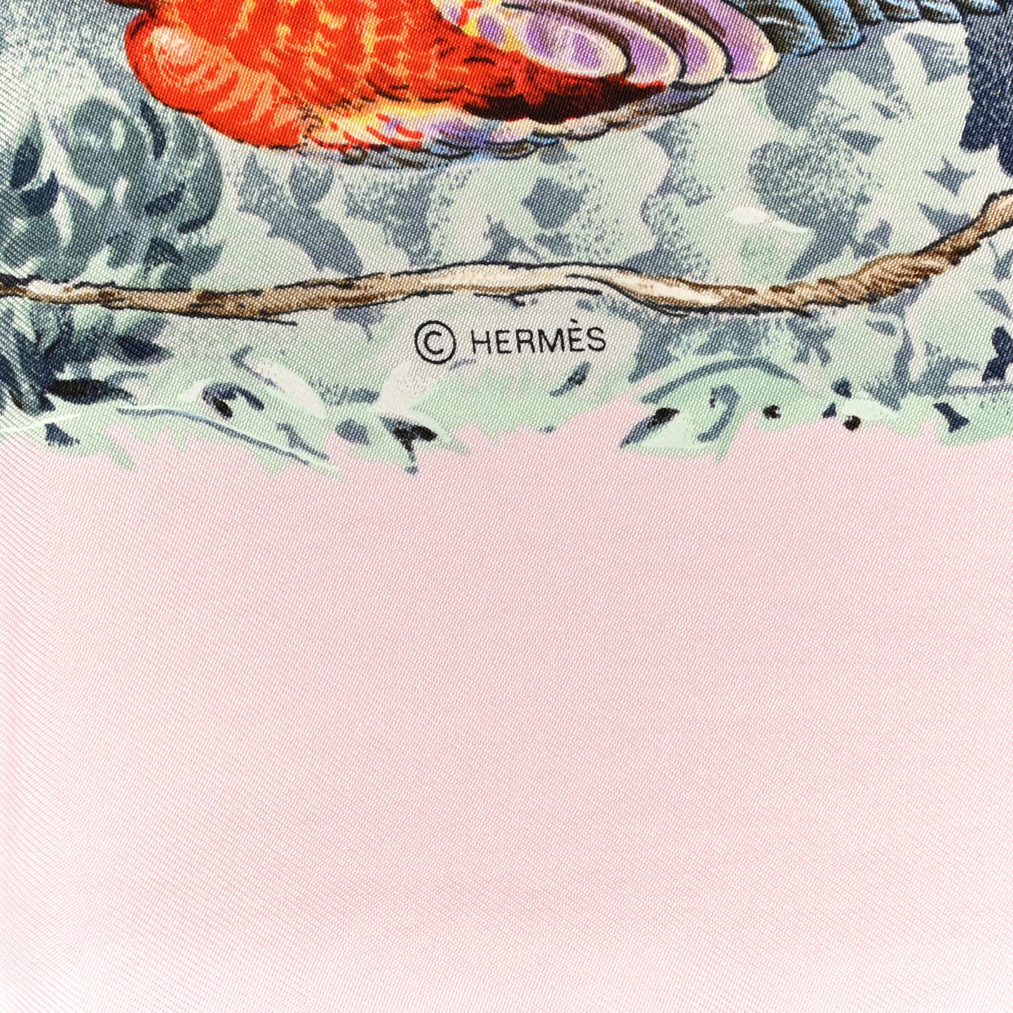 Silk Equateur Scarf 90 Rose Pale Aqua Taupe