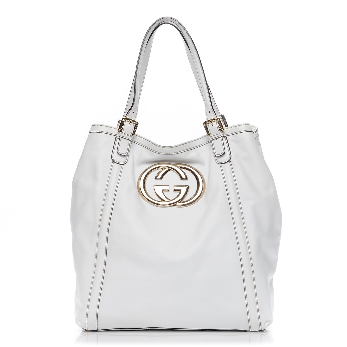 Calfskin Large Britt Shoulder Bag Off White