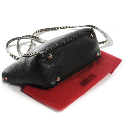 Valentino Garavani Grained Calfskin Small Rockstud Tote Black 4 of 8
