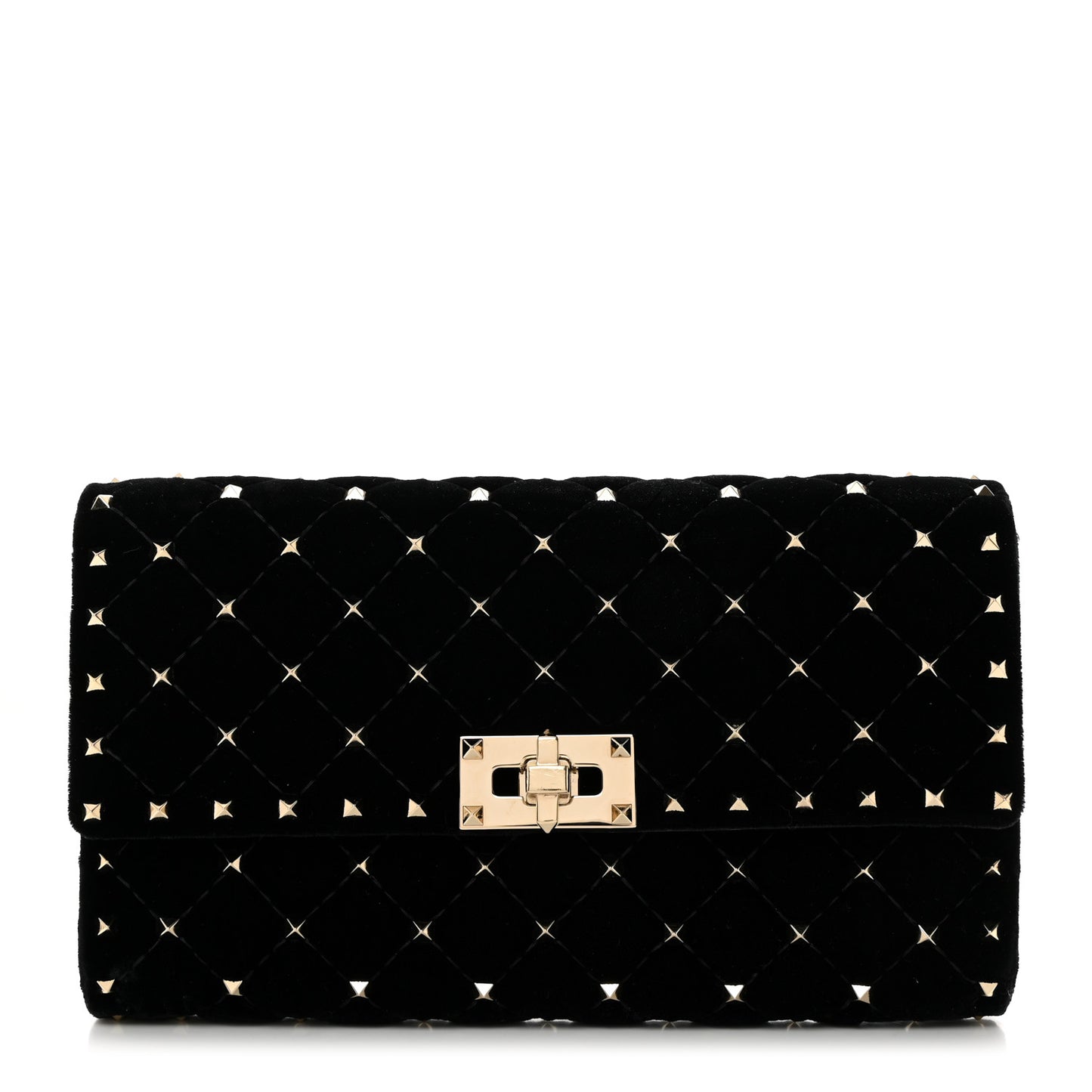 Velvet Rockstud Spike Wallet on Chain Black