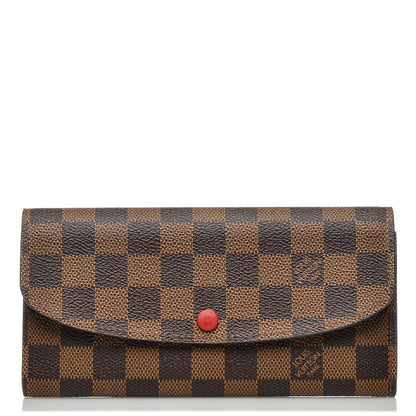 Louis Vuitton Damier Ebene Emilie Wallet Red 1 of 7